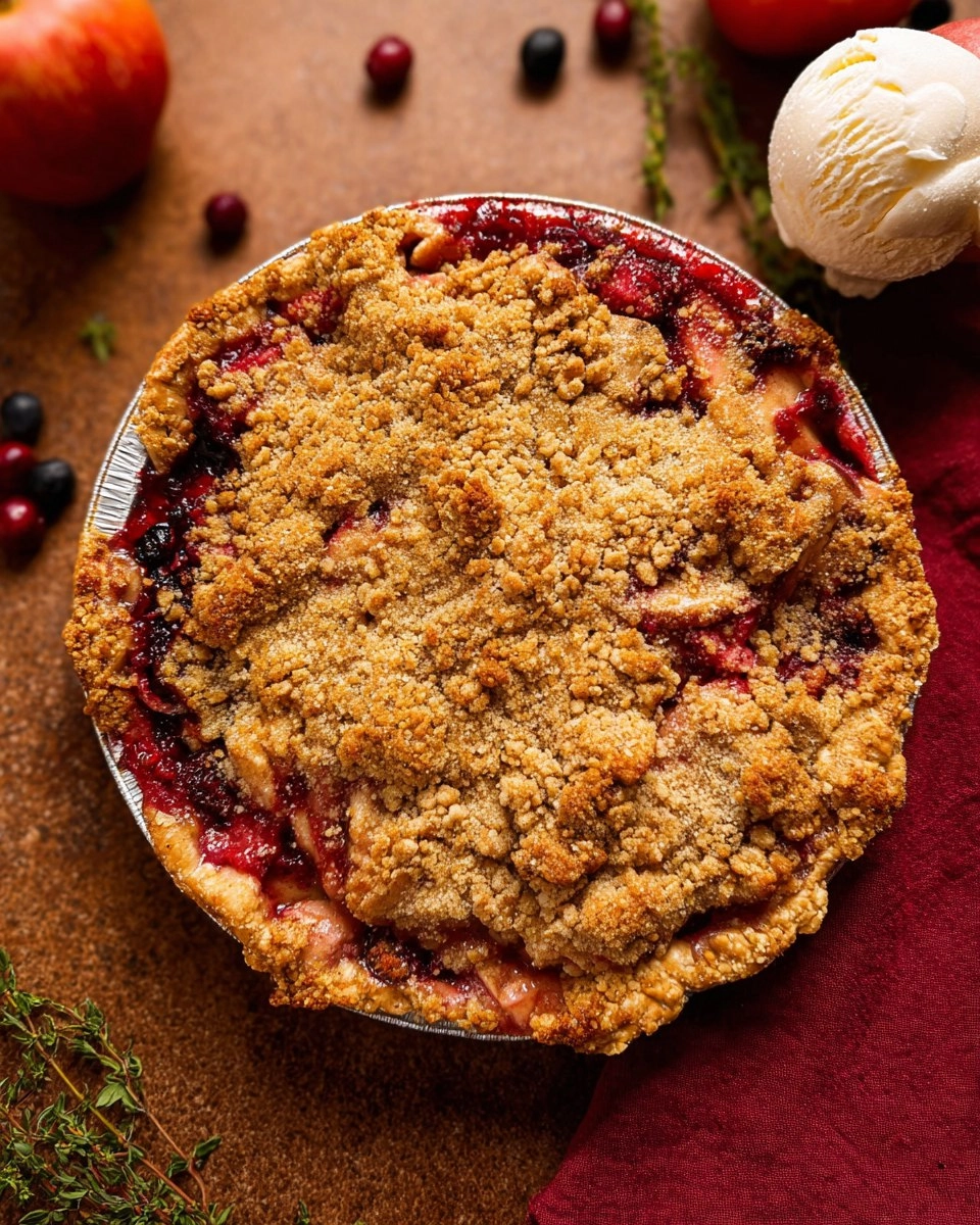 Vegan Apple Cranberry Crumble Pie