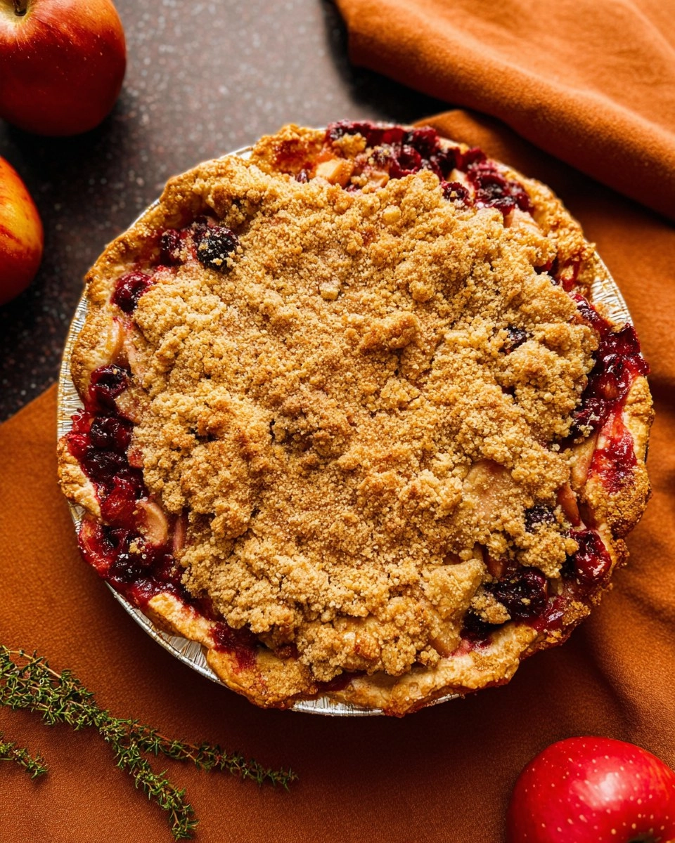 Vegan Apple Cranberry Crumble Pie