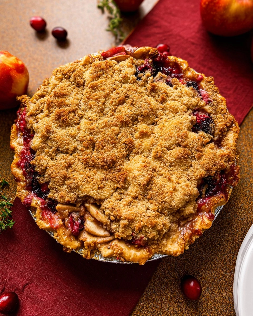 Vegan Apple Cranberry Crumble Pie