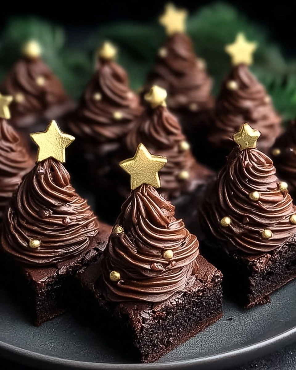 Christmas Tree Brownies with Chocolate Buttercream Bliss