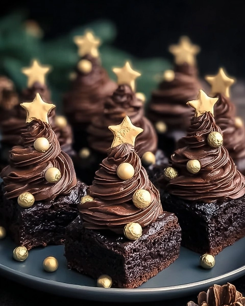 Christmas Tree Brownies with Chocolate Buttercream Bliss