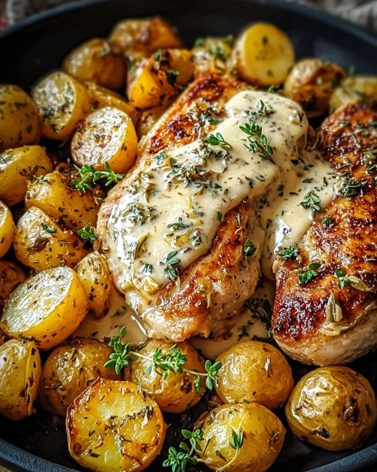 Creamy-Garlic-Chicken-with-Roasted-Baby-Potatoes-Recipe