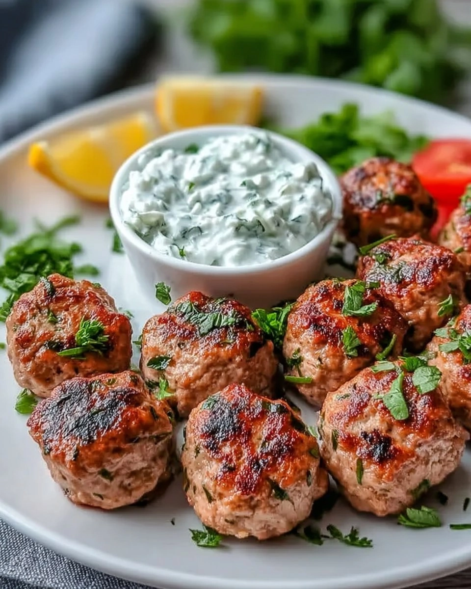 Easy Greek Turkey Meatballs with Tzatziki