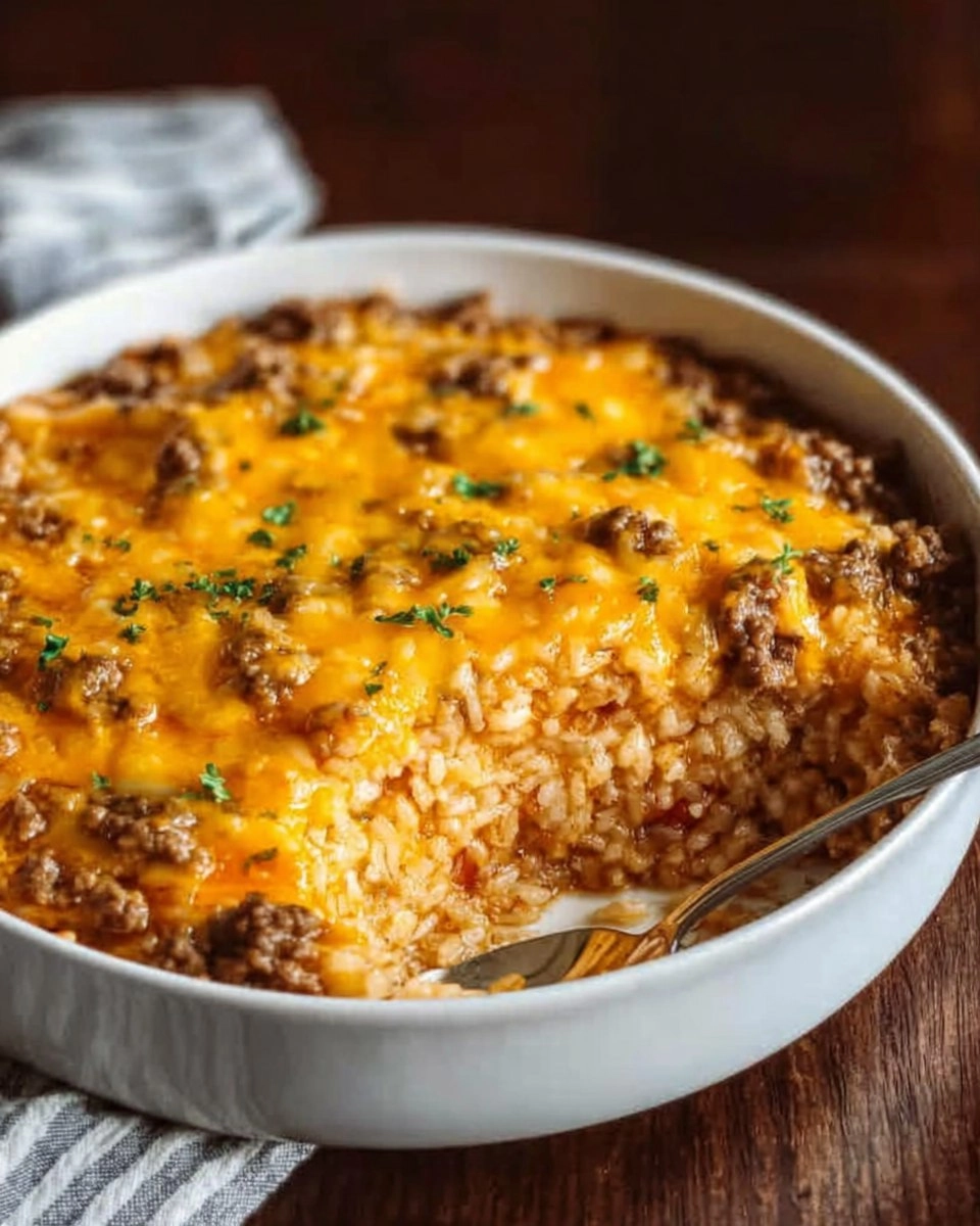 Healthy Cheesy Ground Beef Rice Casserole