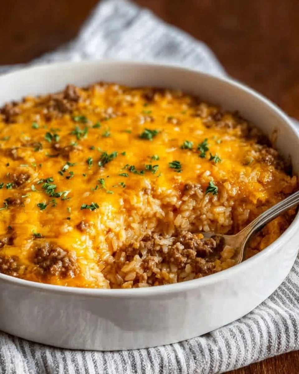 Healthy Cheesy Ground Beef Rice Casserole