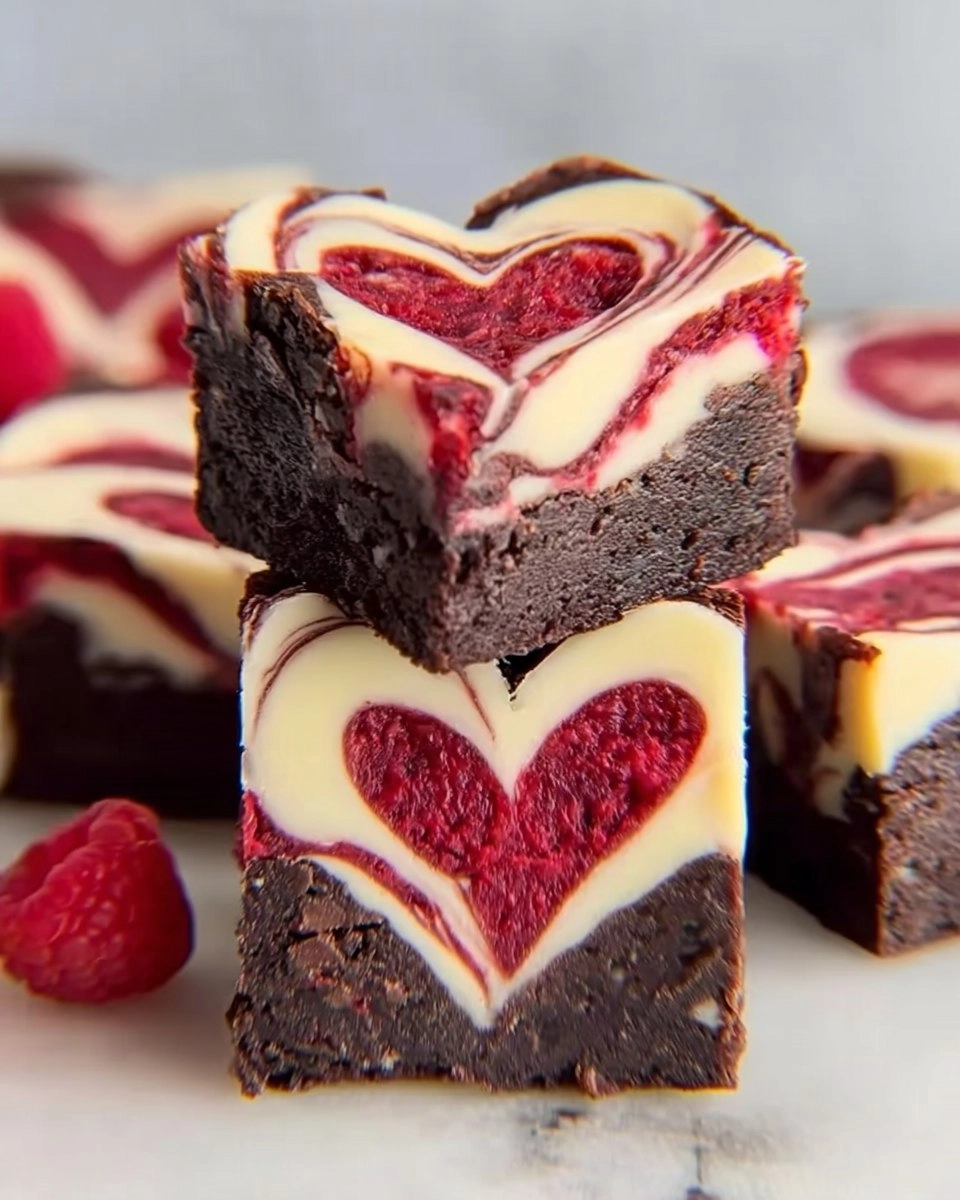 Heart Shaped Brownies with Raspberry Swirl and Cheesecake Topping 121 Heart Shaped Brownies with Raspberry Swirl and Cheesecake Topping