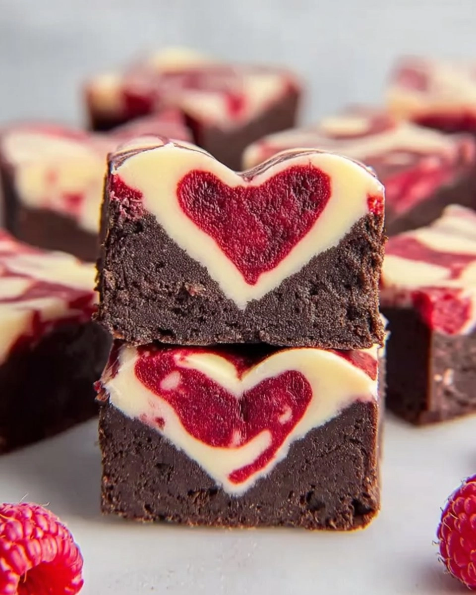 Heart Shaped Brownies with Raspberry Swirl and Cheesecake Topping 122 Heart Shaped Brownies with Raspberry Swirl and Cheesecake Topping