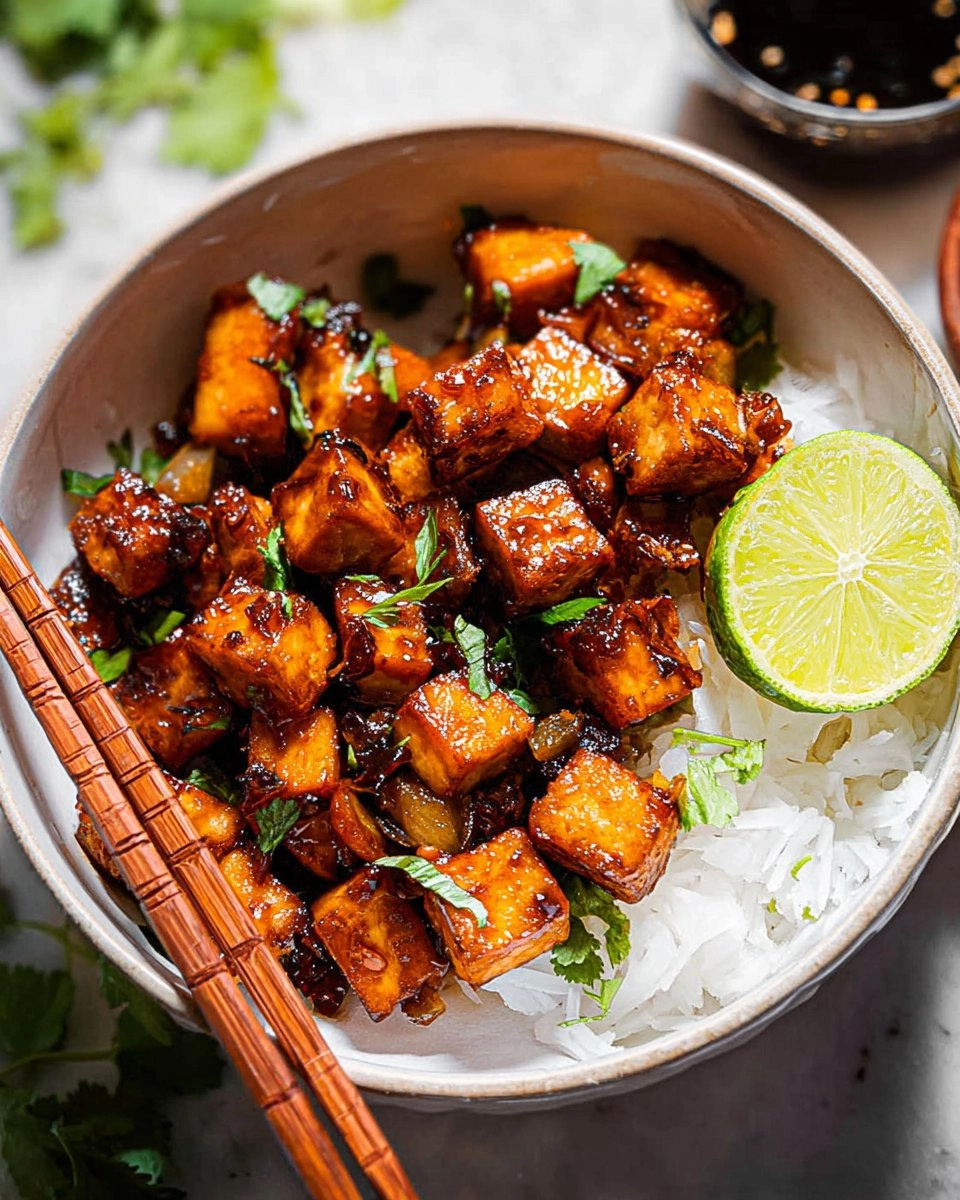 Sticky Panfried Garlic Lime Tofu