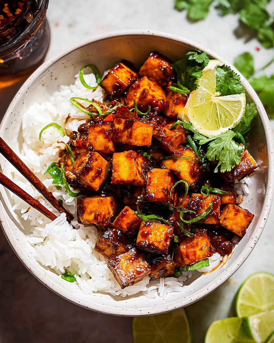 Sticky Panfried Garlic Lime Tofu