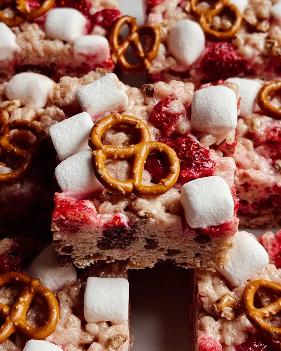 Strawberry Pretzel Marshmallow Treats