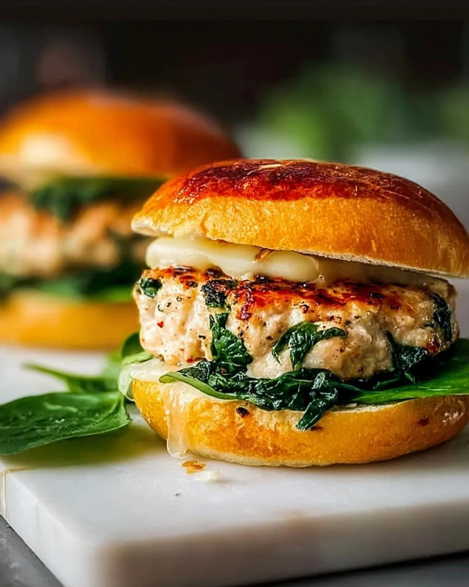 White Cheddar Spinach Chicken Burgers