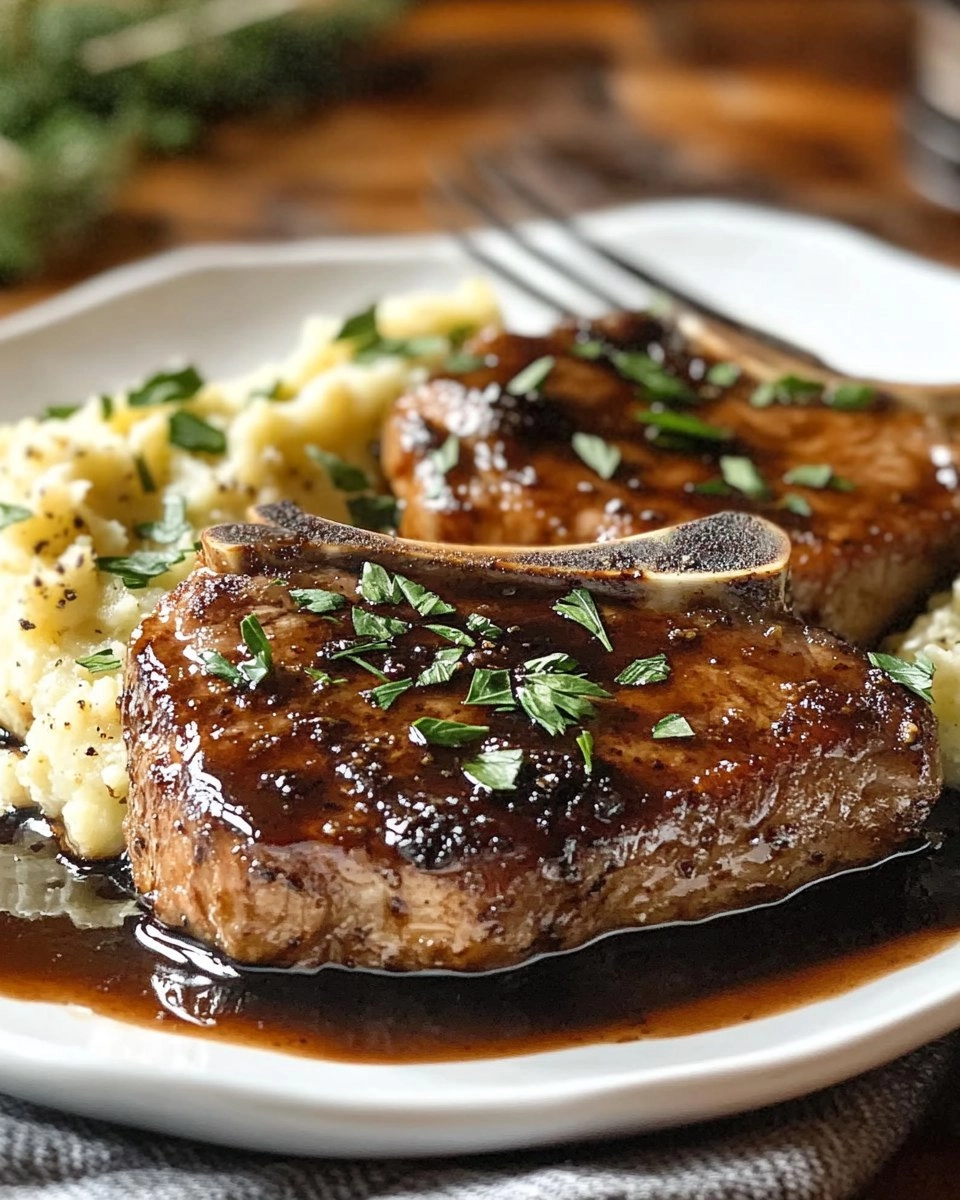 Balsamic Pork Chops with Cauli Mash