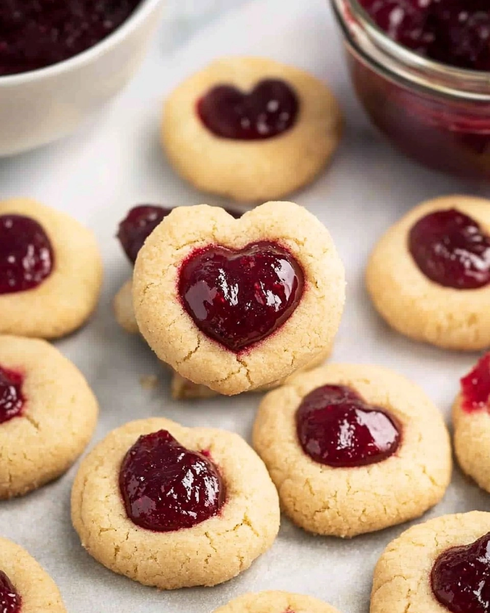 Easy Jam Thumbprint Cookies with a Heart-Shaped Twist