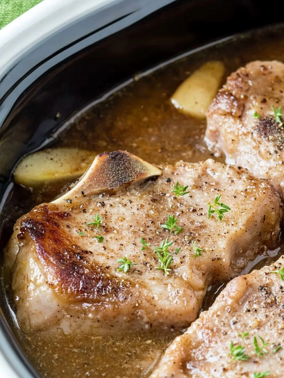 Fall-Apart Tender Crockpot Apple Pork Chops