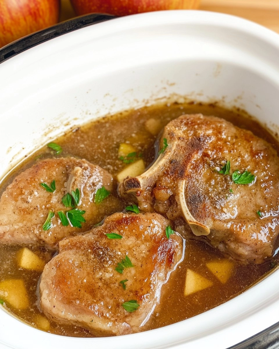 Fall-Apart Tender Crockpot Apple Pork Chops