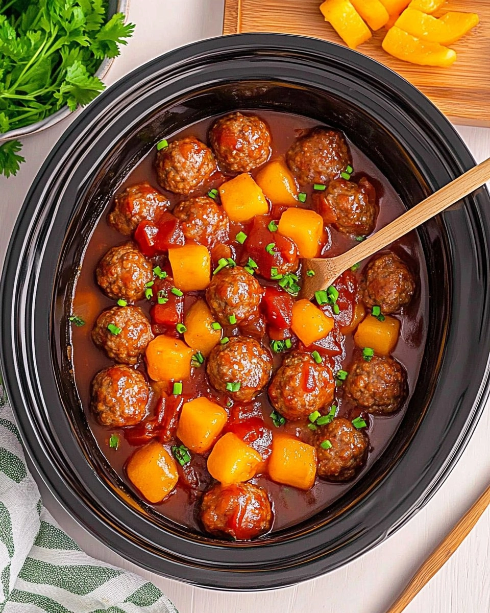 Healthy Crockpot Hawaiian Meatballs