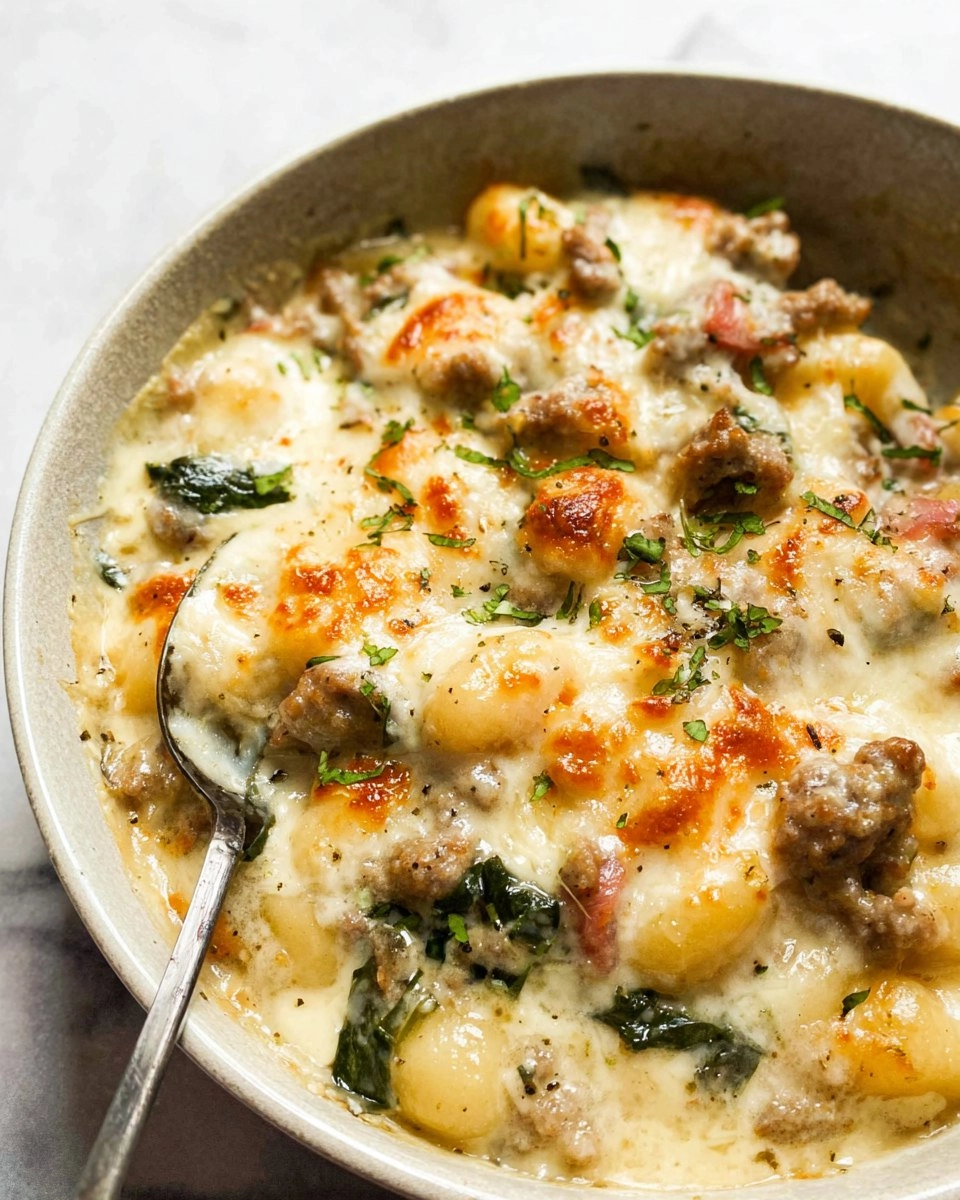 Healthy Pesto Sausage Gnocchi Bake