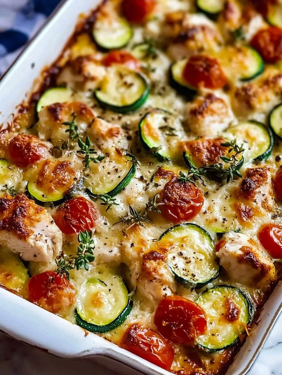 Mediterranean Chicken Zucchini Bake