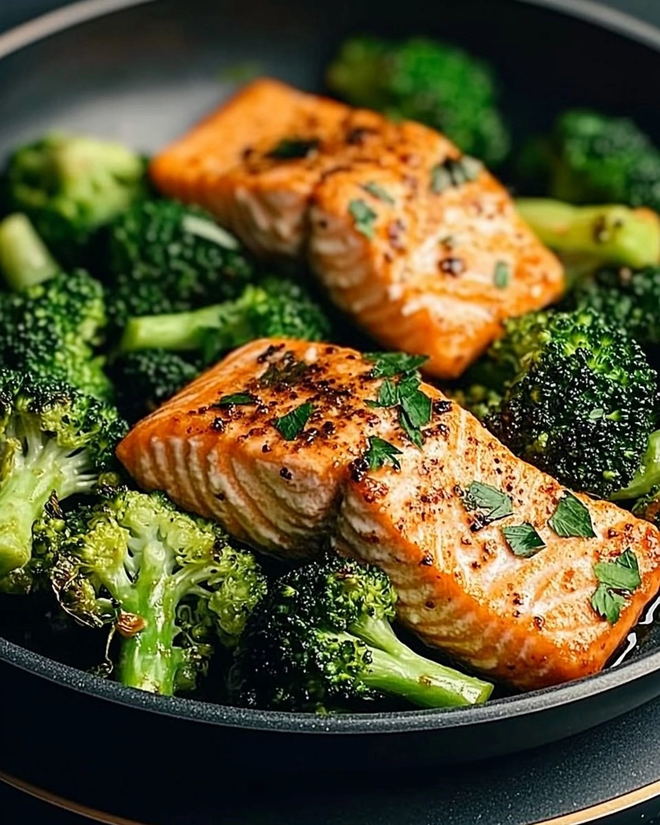One-Skillet Garlicky Salmon & Broccoli