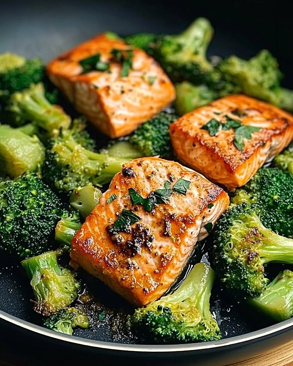One-Skillet Garlicky Salmon & Broccoli