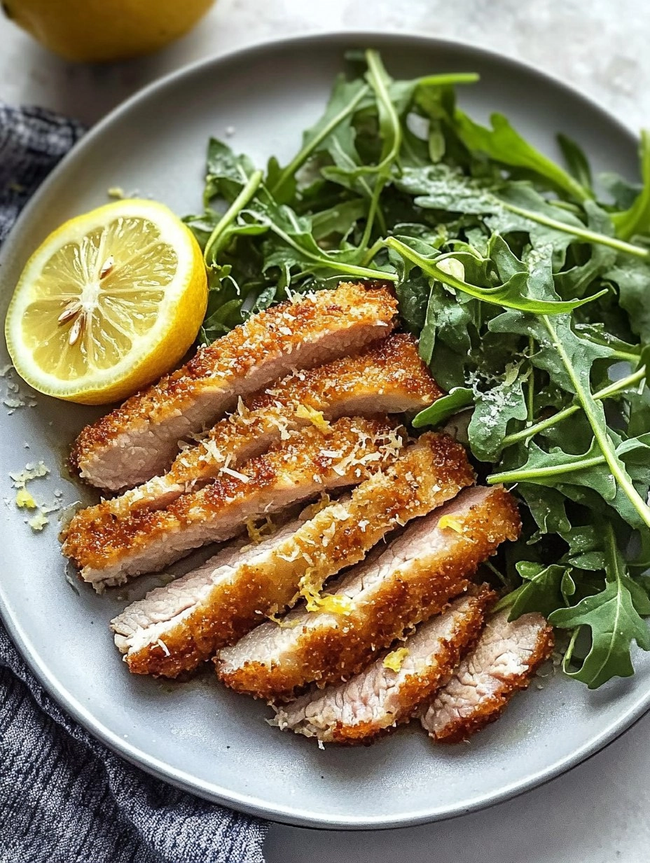 Pork Milanese with Lemon Parmesan Arugula 116 Pork Milanese with Lemon Parmesan Arugula