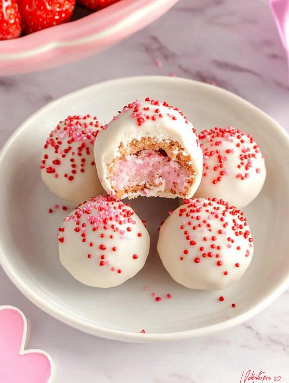 Valentine Strawberry Cake Truffles