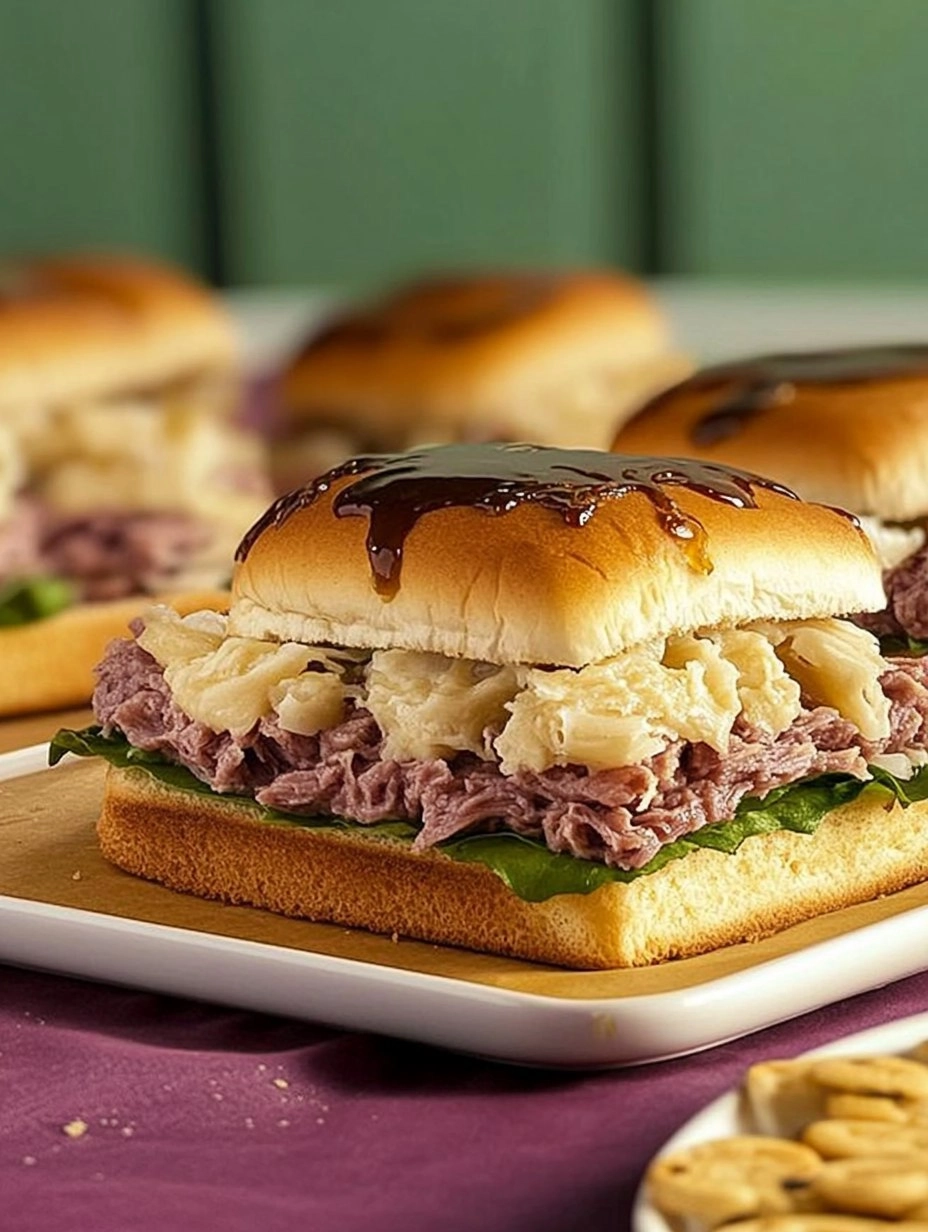 Baked Reuben Sliders with Thousand Island Glaze