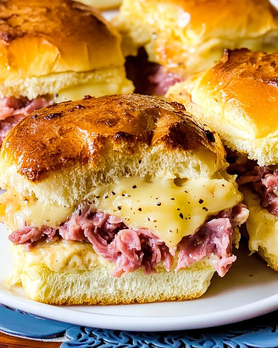Baked Reuben Sliders with Thousand Island Glaze