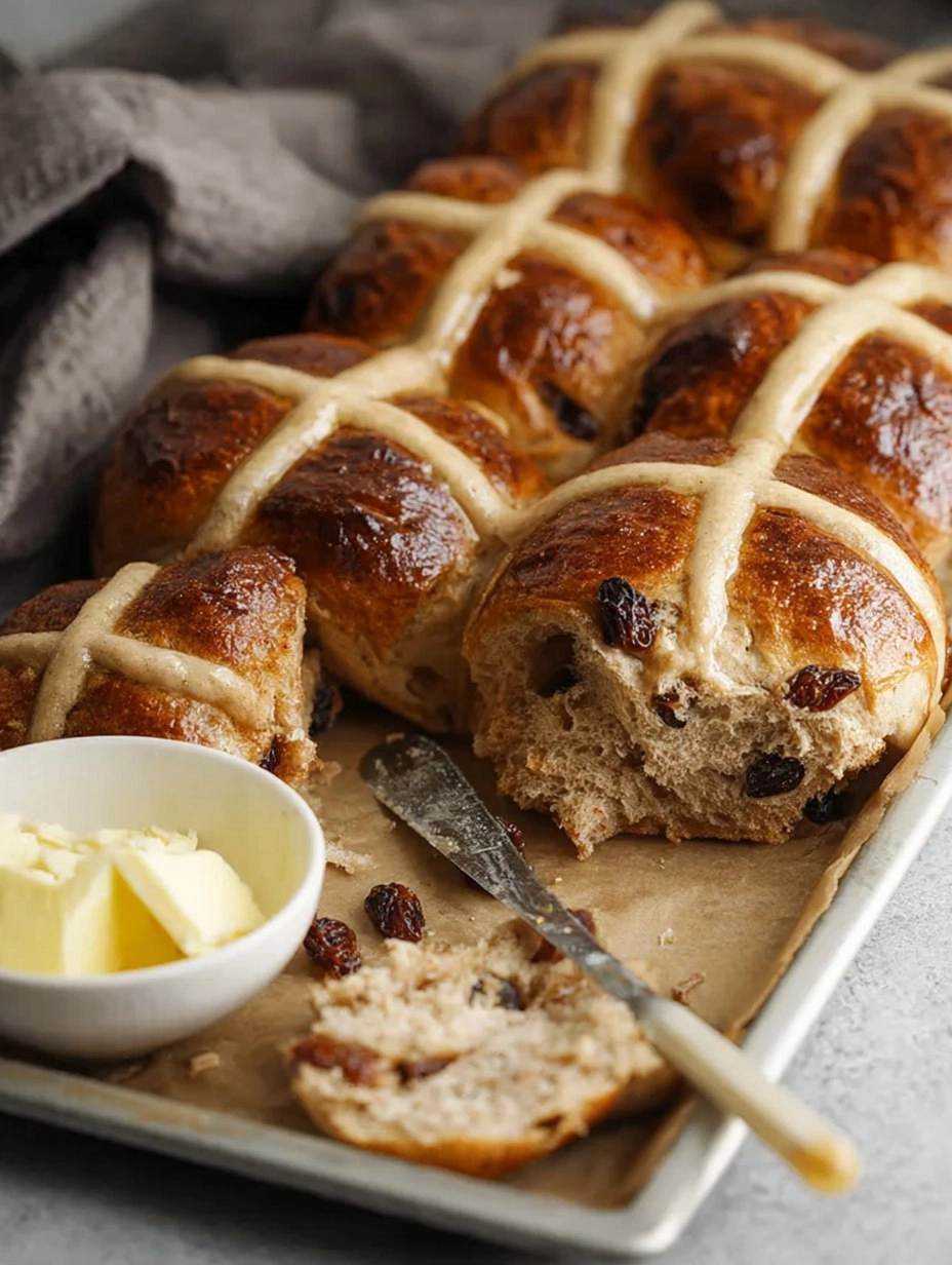 Cinnamon Raisin Hot Cross Buns (Make-Ahead Easter Rolls)
