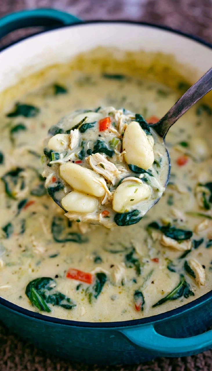 Creamy Chicken & Gnocchi Soup with Spinach 127 Creamy Chicken & Gnocchi Soup with Spinach