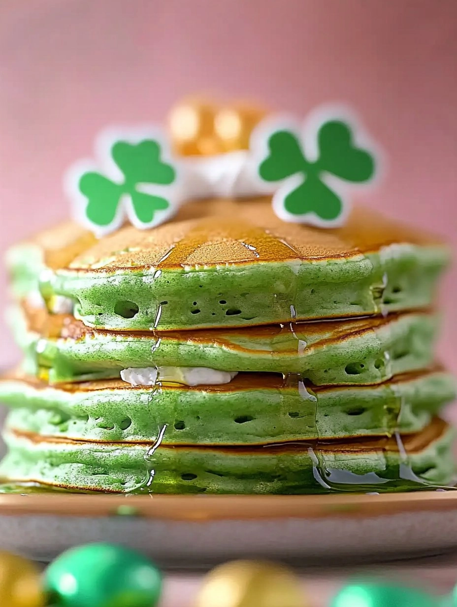 Fluffy St. Patricks Day Green Buttermilk Pancakes