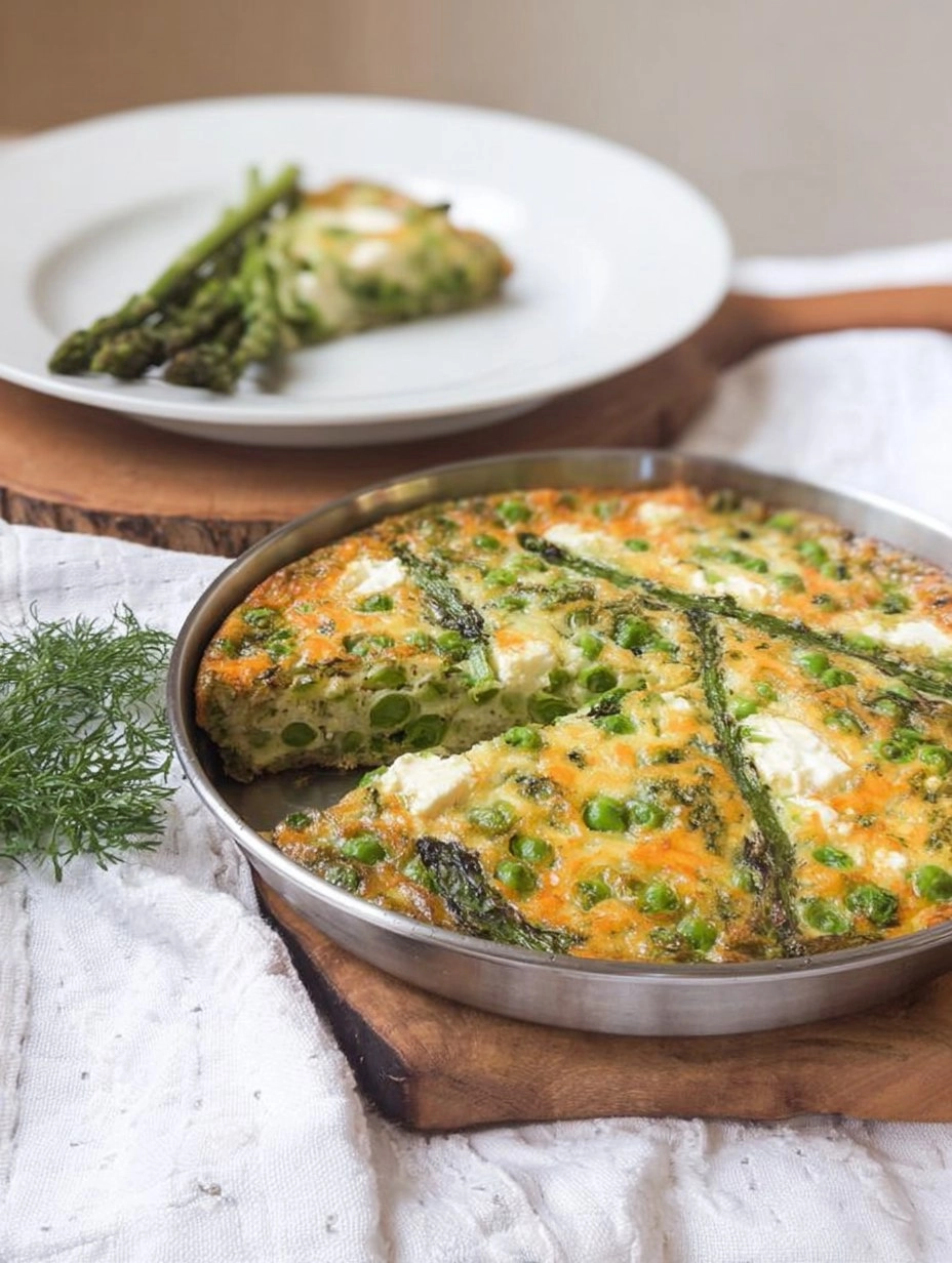 Herb & Goat Cheese Frittata with Asparagus and Peas
