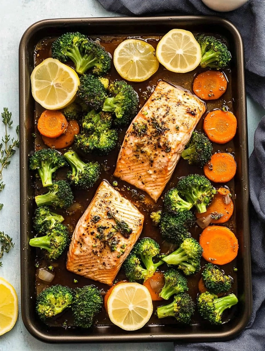 Honey Garlic Sheet-Pan Salmon with Broccoli & Carrots