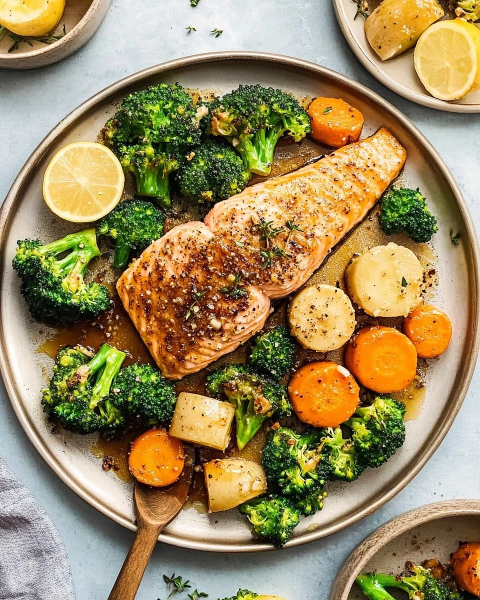 Honey Garlic Sheet-Pan Salmon with Broccoli & Carrots
