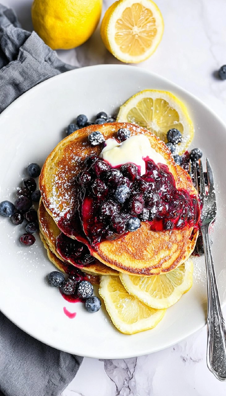 Lemon Ricotta Pancakes with Warm Berry Compote