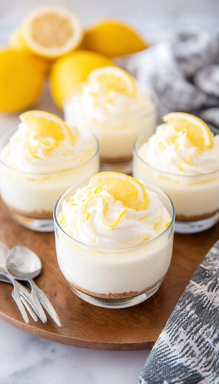 No-Bake Lemon Cheesecake Cups with Vanilla Cookie Crust