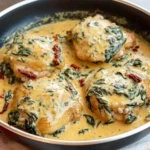 One-Pan-Creamy-Tuscan-Chicken-Thighs-with-Spinach-Sun-Dried-Tomatoes-Recipe