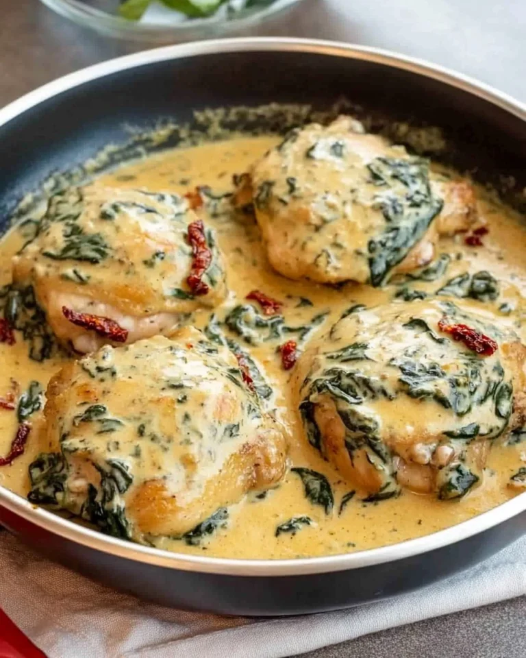 One-Pan-Creamy-Tuscan-Chicken-Thighs-with-Spinach-Sun-Dried-Tomatoes-Recipe