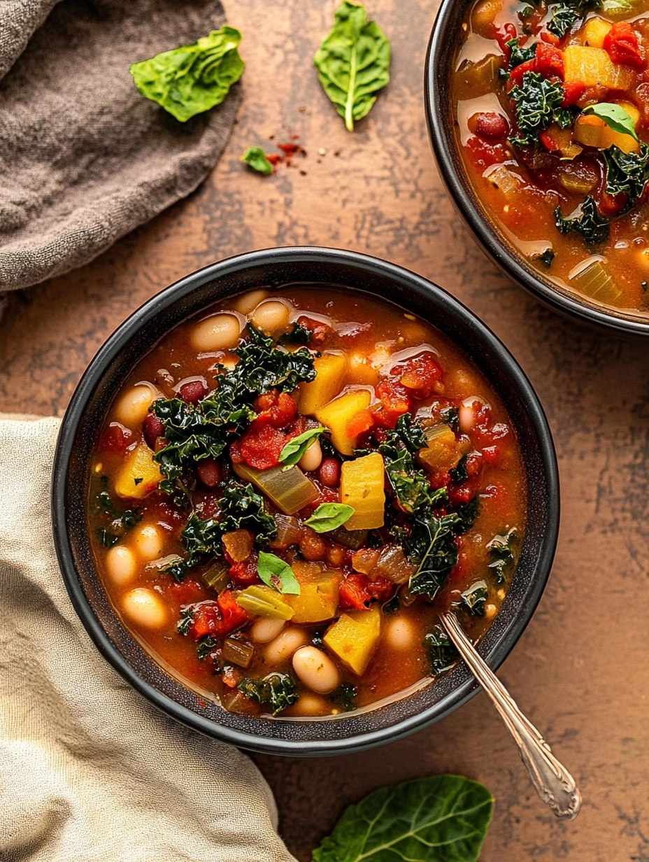 One-Pot Creamy Tuscan White Bean & Kale Soup
