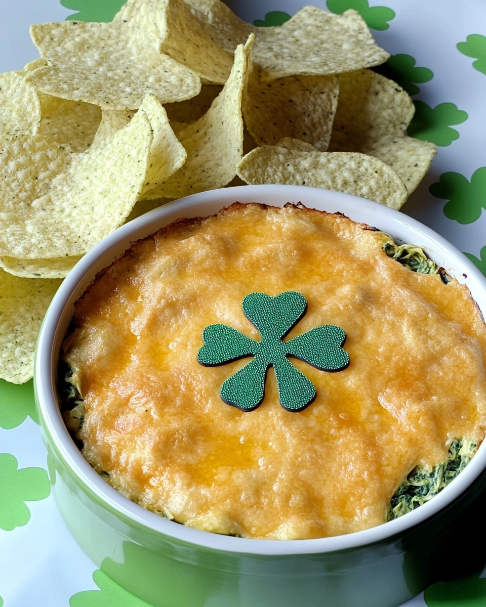 Shamrock Spinach Artichoke Dip with Green Tortilla Chips 107 Shamrock Spinach Artichoke Dip with Green Tortilla Chips