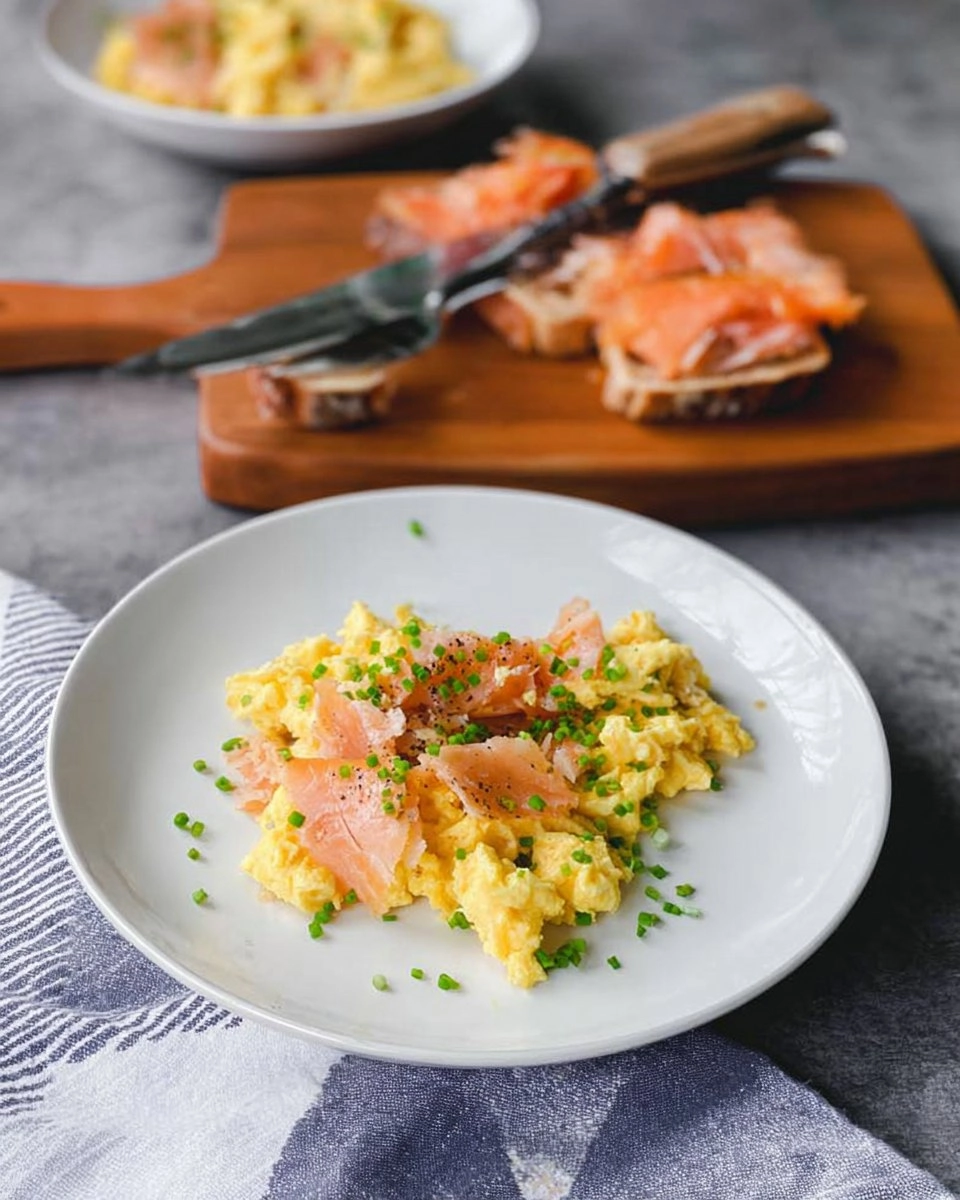 Soft Scrambled Eggs with Smoked Salmon & Chives (Toast or Bagel)