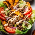 Burger Bowls with Chipotle Ranch Sweet Potato Fries 121 Burger-Bowls-with-Chipotle-Ranch-Sweet-Potato-Fries-Recipe
