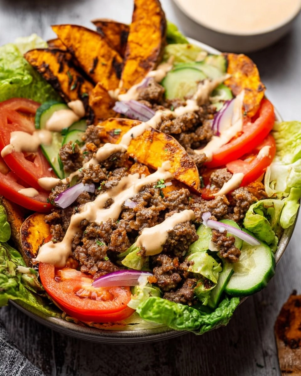 Burger-Bowls-with-Chipotle-Ranch-Sweet-Potato-Fries-Recipe