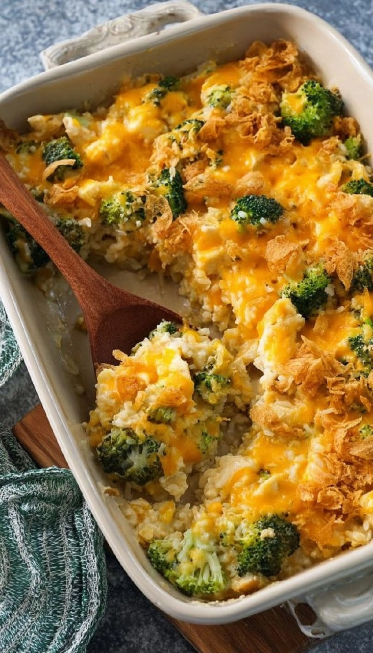Cheesy Chicken Broccoli Rice Casserole (Freezer-Friendly)