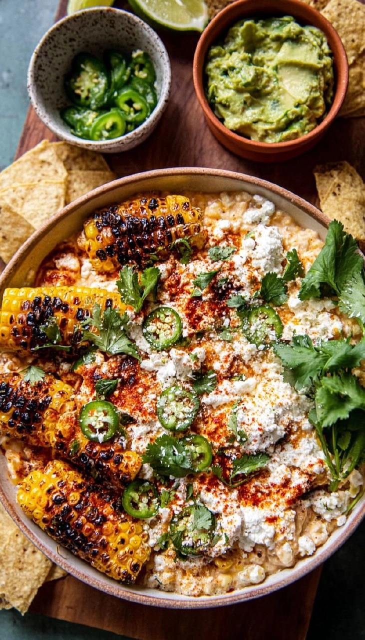 Cinco de Mayo Street Corn Dip & Guacamole Board