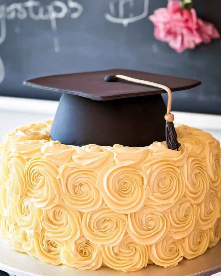 Elegant Graduation Cake with Fondant Cap Topper 112 Elegant-Graduation-Cake-with-Fondant-Cap-Topper-Recipe