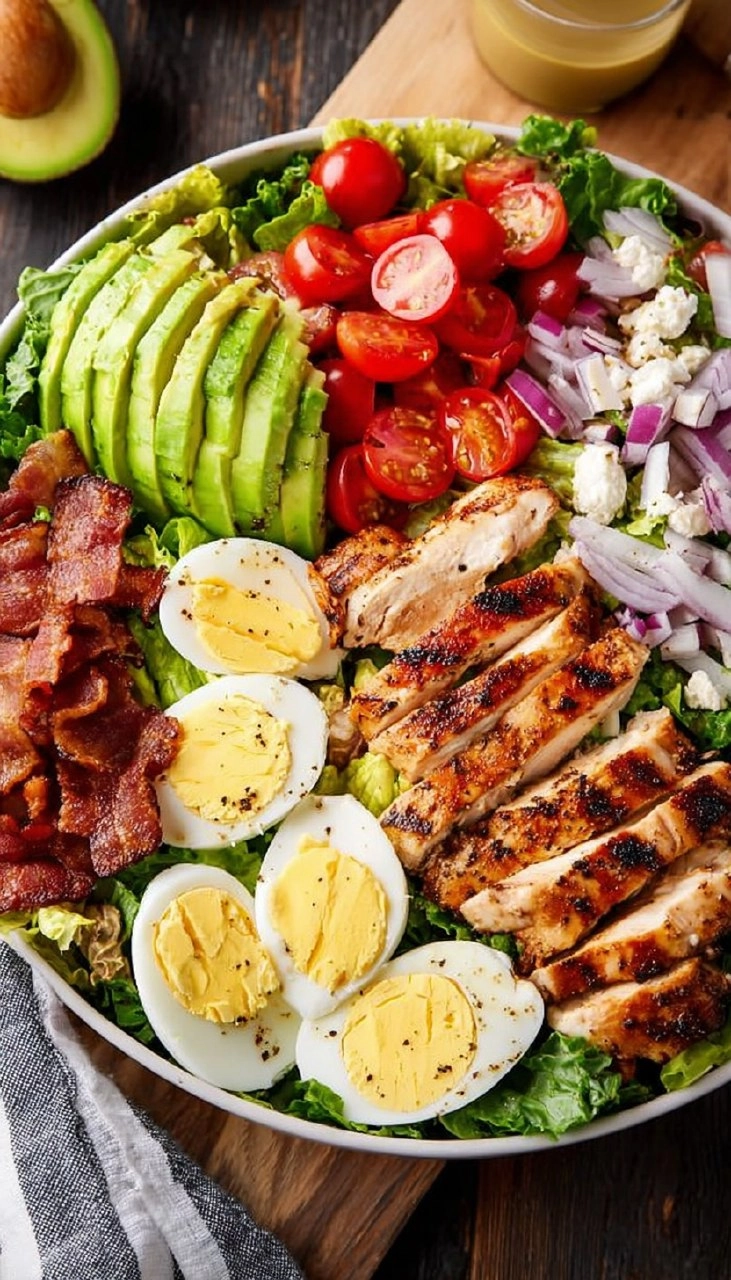 Healthy Grilled Chicken Cobb Salad with Honey Dijon Dressing