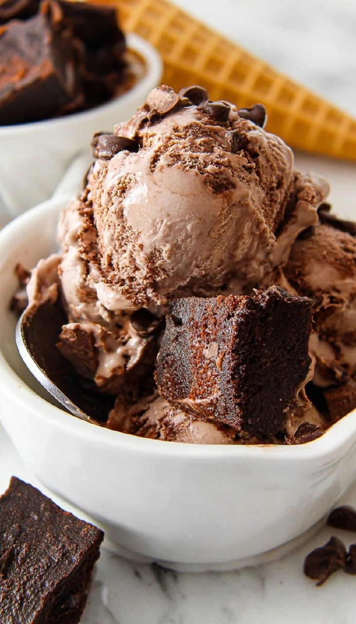 No Churn Chocolate Fudge Brownie Ice Cream