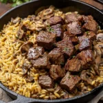 Steak-Bites-with-Creamy-Mushroom-Orzo-Recipe