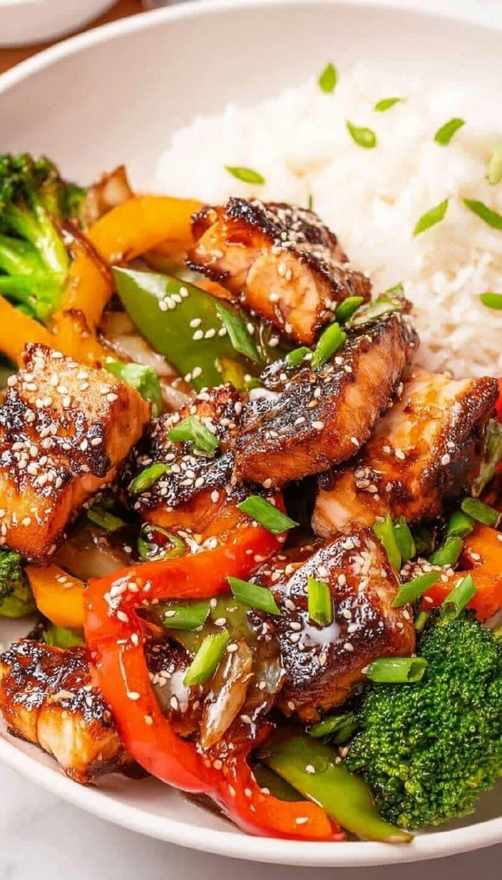 The Best Teriyaki Salmon Stir Fry